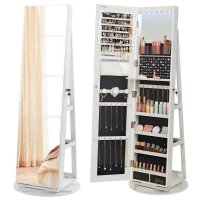 SONGMICS Schmuckschrank weiß 3 Fachböden mit Beleuchtung