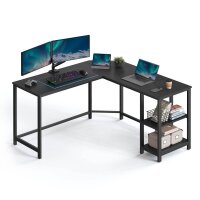 VASAGLE Schreibtisch schwarz L-Form, 8-Fuß-Gestell...