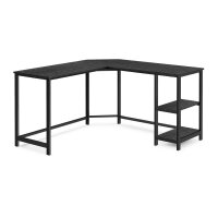 VASAGLE Schreibtisch schwarz L-Form, 8-Fuß-Gestell schwarz 88,0 / 138,0 x 49,0 cm