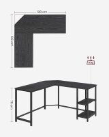 VASAGLE Schreibtisch schwarz L-Form, 8-Fuß-Gestell schwarz 88,0 / 138,0 x 49,0 cm