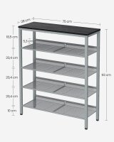VASAGLE Schuhregal silber, schwarz 75,0 x 28,0 x 93,0 cm, 1 St.
