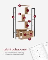 VASAGLE Bücherregal eiche, schwarz 74,0 x 30,0 x 154,5 cm, 1 St.
