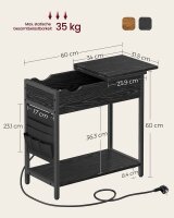 VASAGLE Beistelltisch rechteckig Spanplatte schwarz 60,0 x 31,5 x 60,0 cm, 1 St.