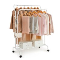 SONGMICS Rollgarderobe weiß Metall 4 Haken 103,5 x...