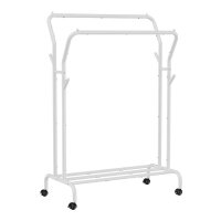 SONGMICS Rollgarderobe weiß Metall 4 Haken 103,5 x...