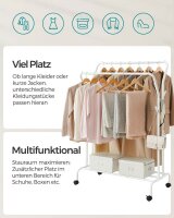 SONGMICS Rollgarderobe weiß Metall 4 Haken 103,5 x 141,0 / 155,0 cm, 1 St.