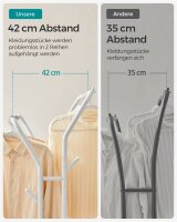 SONGMICS Rollgarderobe weiß Metall 4 Haken 103,5 x 141,0 / 155,0 cm, 1 St.
