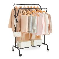 SONGMICS Rollgarderobe schwarz Metall 4 Haken 103,5 x...
