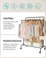 SONGMICS Rollgarderobe schwarz Metall 4 Haken 103,5 x 141,0 / 155,0 cm, 1 St.