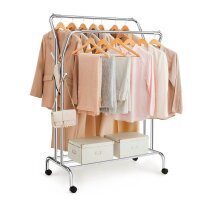 SONGMICS Rollgarderobe silber Metall 4 Haken 103,5 x...