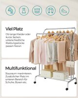 SONGMICS Rollgarderobe silber Metall 4 Haken 103,5 x 141,0 / 155,0 cm, 1 St.