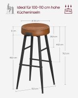 VASAGLE Barhocker LBC090K01 braun Kunstleder, 2 St.