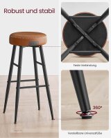 VASAGLE Barhocker LBC090K01 braun Kunstleder, 2 St.