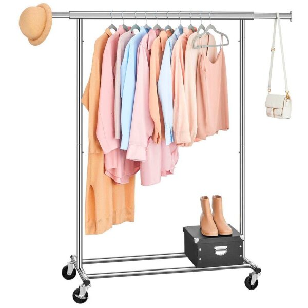 SONGMICS Rollgarderobe HSR13S silber Metall 92,0 - 132,0 x 160,0 cm, 1 St.