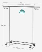SONGMICS Rollgarderobe HSR13S silber Metall 92,0 - 132,0 x 160,0 cm, 1 St.
