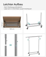 SONGMICS Rollgarderobe HSR13S silber Metall 92,0 - 132,0 x 160,0 cm, 1 St.