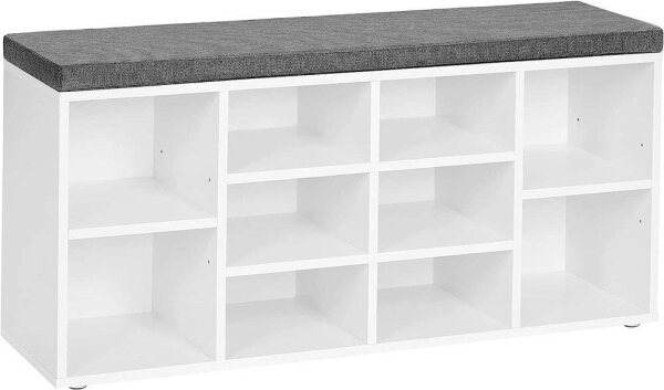 VASAGLE Schuhbank LHS010W01 weiß, grau Holz 104,0 cm