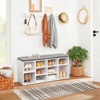 VASAGLE Schuhbank LHS010W01 weiß, grau Holz 104,0 cm