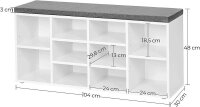 VASAGLE Schuhbank LHS010W01 weiß, grau Holz 104,0 cm