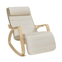 SONGMICS Schaukelstuhl beige braun Stoff 67,0 x 121,5 x...