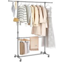SONGMICS Rollgarderobe LLR401 grau Metall 101,0 - 166,0 x...