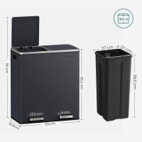 SONGMICS Mülltrenner 2x 30,0 l grau, 1 St.