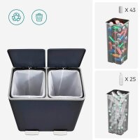 SONGMICS Mülltrenner 2x 30,0 l grau, 1 St.