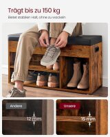 VASAGLE Schuhbank LHS30BX braun, schwarz Holz 80,0 cm