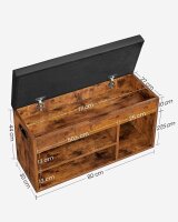 VASAGLE Schuhbank LHS30BX braun, schwarz Holz 80,0 cm