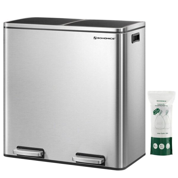 SONGMICS Mülltrenner 2x 30,0 l silber, 1 St.