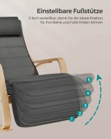 SONGMICS Schaukelstuhl grau braun Stoff 67,0 x 121,5 x 84,0 cm, 1 St.