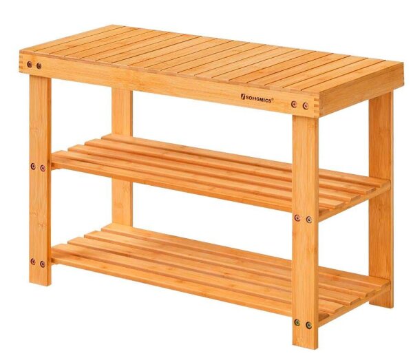 SONGMICS Schuhbank LBS04N natur Holz 70,1 cm