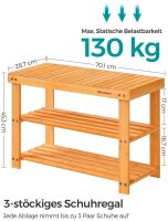 SONGMICS Schuhbank LBS04N natur Holz 70,1 cm
