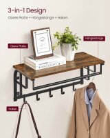 VASAGLE Wandgarderobe LCR12BX braun Metall 5 Haken 66,0 x 27,0 cm, 1 St.