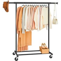 SONGMICS Rollgarderobe schwarz Metall 92,0 - 132,0 x...