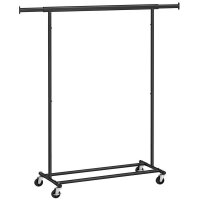 SONGMICS Rollgarderobe schwarz Metall 92,0 - 132,0 x...