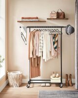 SONGMICS Rollgarderobe schwarz Metall 92,0 - 132,0 x 160,0 cm, 1 St.