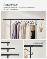 SONGMICS Rollgarderobe schwarz Metall 92,0 - 132,0 x 160,0 cm, 1 St.
