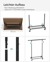SONGMICS Rollgarderobe schwarz Metall 92,0 - 132,0 x 160,0 cm, 1 St.