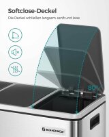 SONGMICS Mülltrenner 3x 18,0 l silber, 1 St.