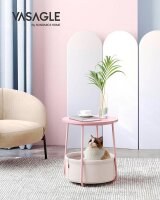 VASAGLE Beistelltisch rund Spanplatte rosa 45,0 x 45,0 x 50,0 cm, 1 St.