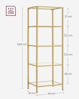 VASAGLE Bücherregal gold 40,0 x 30,0 x 124,5 cm, 1 St.