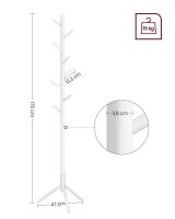 VASAGLE Kleiderständer RCR04WT weiß Holz 8 Haken 47,0 x 175,0 cm, 1 St.