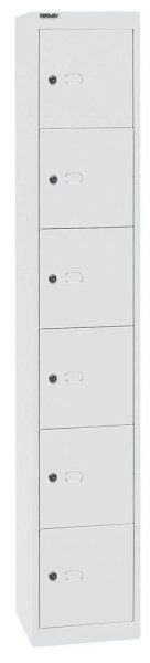 BISLEY Schließfachschrank verkehrsweiß CLK126696, 6 Schließfächer 30,5 x 30,5 x 180,2 cm