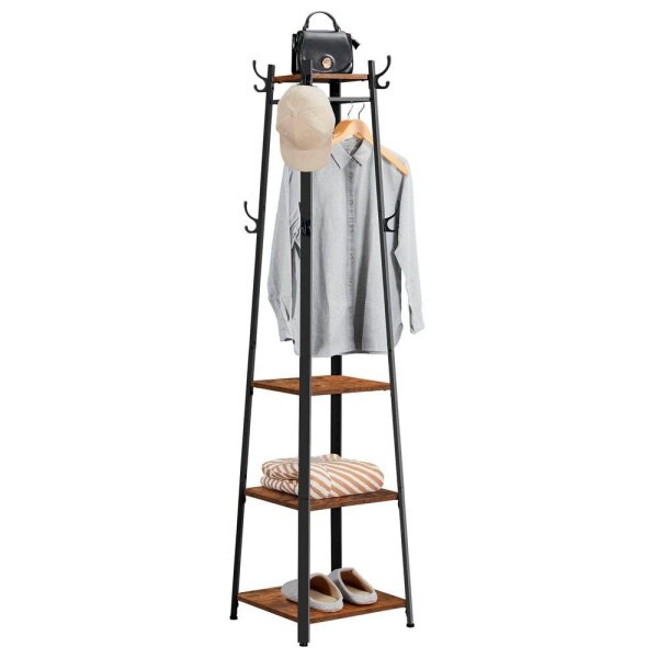 VASAGLE Kleiderständer LCR80X braun Metall 8 Haken 43,0 x 180,0 cm, 1 St.