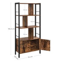 VASAGLE Bücherregal braun, schwarz 74,0 x 30,0 x 154,5 cm, 1 St.