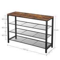 VASAGLE Schuhregal braun, schwarz 100,0 x 30,0 x 72,0 cm, 1 St.