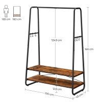 VASAGLE Kleiderständer braun Metall 6 Haken 100,0 x 160,0 cm, 1 St.