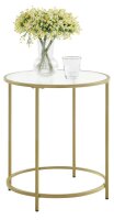 VASAGLE Beistelltisch rund Glas gold 50,0 x 50,0 x 55,0...