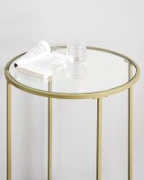 VASAGLE Beistelltisch rund Glas gold 50,0 x 50,0 x 55,0 cm, 1 St.